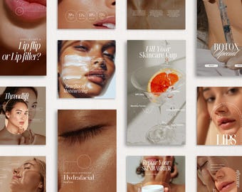 Medspa Instagram Template: Botox, Filler, Skincare Posts (Canva)
