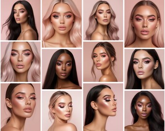 AI Beauty Stockfoto's: wimpers, make-up, haar (png)