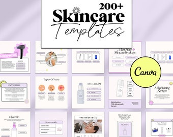 May include: A collage of nine colorful square images featuring skincare products and treatments. The images include text such as "Morpheus", "Enzyme Peels", "Types of Acne", "Eye Cream", "Must Have Skincare Products", "SkinMedica TNS Advanced Serum", "A Hydrating Serum", "The Oxofacial", "Glycerin", "Niacinamide", "How Long Does Skincare Take To Work", "Vitamin C", and "Best Products". The images are set against a light purple background.