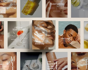 Plantillas de Instagram para el cuidado de la piel, publicaciones en redes sociales para centros de estética médica, Canva (descarga digital)