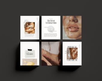 Plantillas de Instagram para esteticistas: Publicaciones sobre cuidado de la piel en redes sociales (Canva editable)