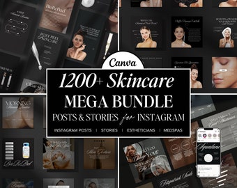 1200+ Skincare Instagram Templates: Esthetician/Medspa Canva Bundle