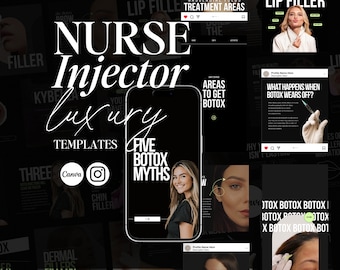 250 Nurse Injector Instagram Templates, Medspa Botox Filler Posts (Canva)