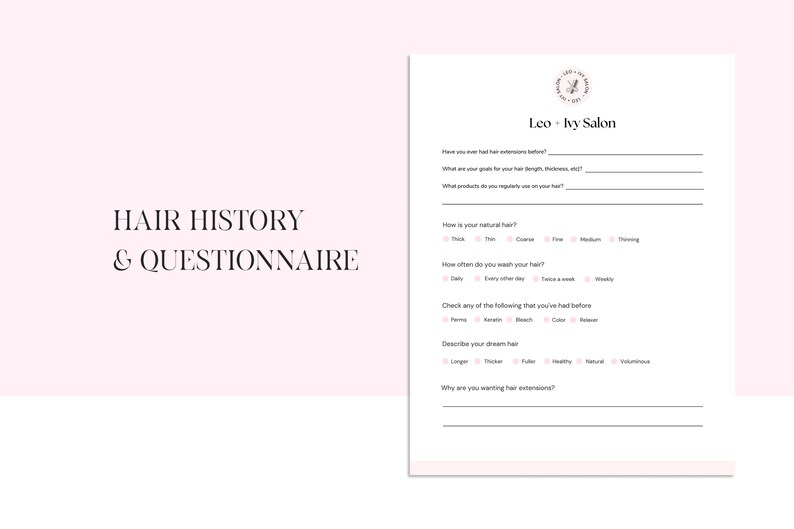 Hair Extension Form Hair Extension Consent Form Hair Etsy
