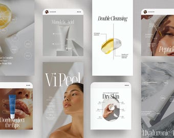 Esthetician Instagram Templates: Skincare Social Media Posts (Canva Editable Bundle)