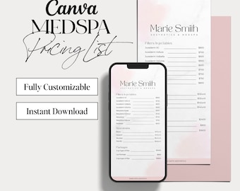 Medspa Price List Template: Botox & Filler Service Menu (Canva Digital Download)