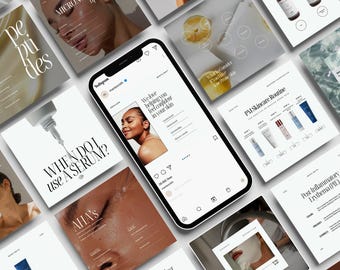 Esthetician Instagram Templates: Skincare Social Media Posts (Canva Editable Bundle)