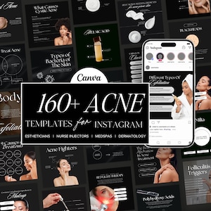 Acne Social Media Templates,  Skincare Instagram Templates, Esthetician Instagram Template, Dermatologist Templates, Skincare Posts Canva