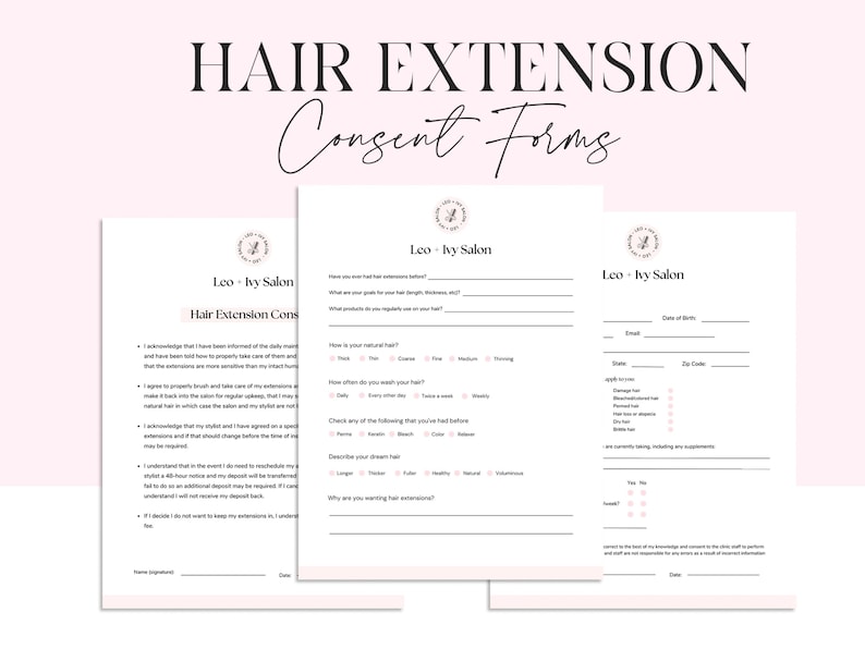 Hair Extension Form Hair Extension Consent Form Hair Etsy