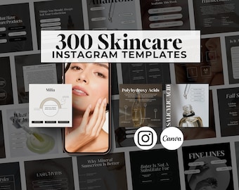 300 plantillas de Instagram para el cuidado de la piel: publicaciones de Canva para esteticistas