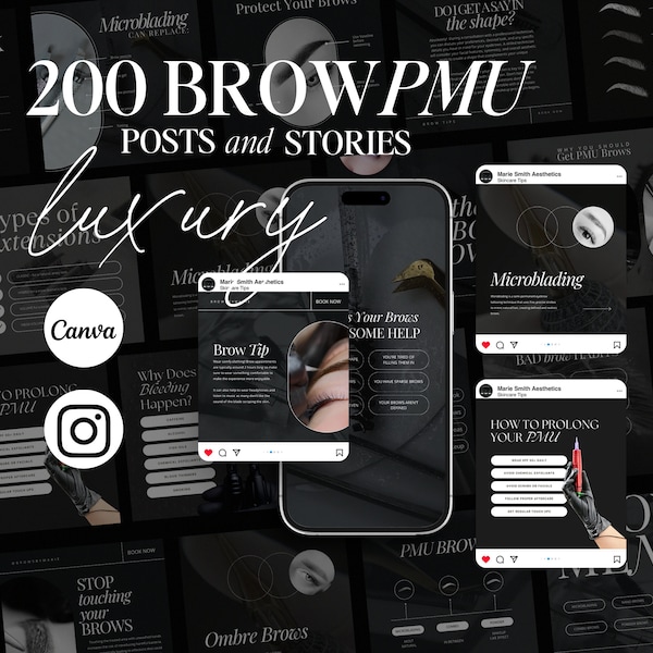 Microblading Instagram Template, Permanent Makeup Instagram Template,  Microblading Post, PMU Social Media Post, PMU Brows, PMU Artist