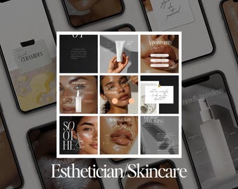Plantillas de Instagram para esteticistas: Publicaciones de cuidado de la piel en redes sociales (Canva)