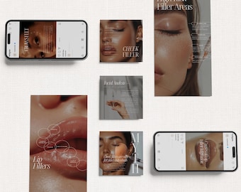Medspa Instagram Templates, Botox and Filler Posts (Canva)
