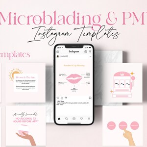 Permanent Makeup Instagram Template, PMU Instagram Post Template, Microblading Instagram Post, Lip Blushing Instagram Template, Eyebrow