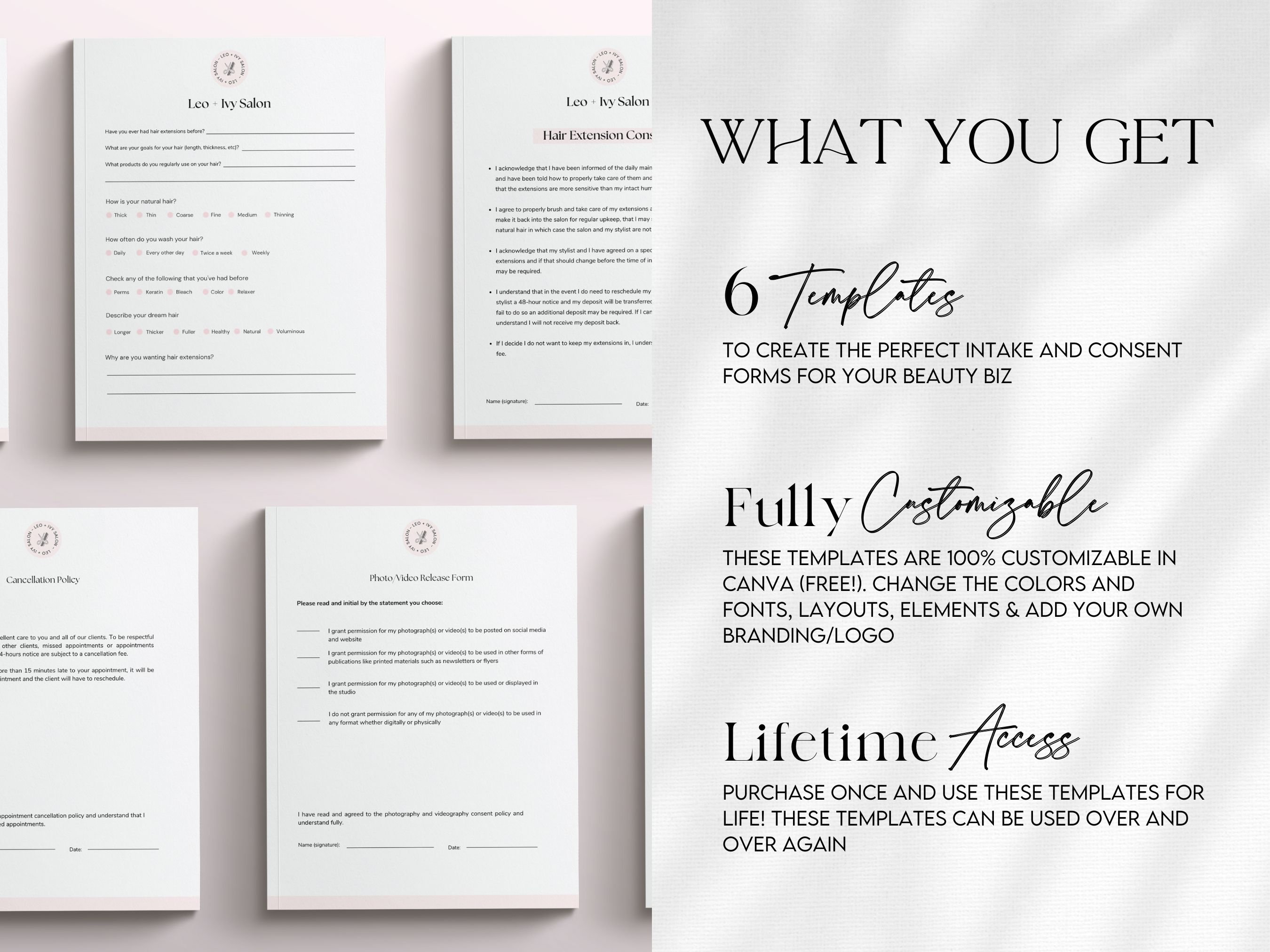 Hair Extension Form Hair Extension Consent Form Hair Etsy