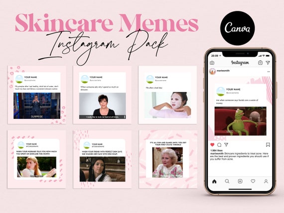 Esthetician Instagram Meme & GIF Templates: Skincare Content (Canva)