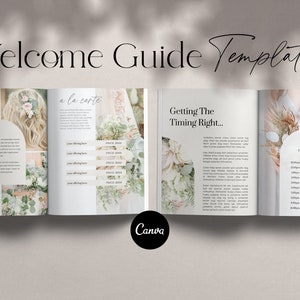 Wedding welcome guide photography, Wedding welcome packet template, Wedding photographer magazine template, Wedding guide Canva Photographer