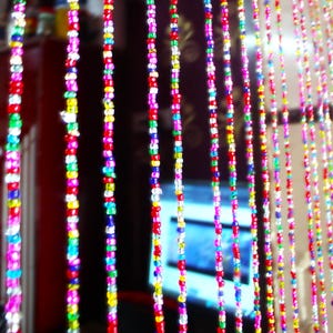 Bohemian Curtain , Glass Beads , Beaded Curtain , Hippy Curtain for Doorways , Bell Strings , Glass Beads Strands , Gemstones (80&quot; INCH)