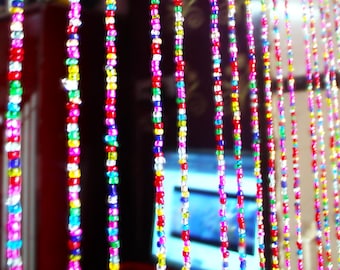 Tenda di perline di vetro boho: campanelli da porta arcobaleno hippie (80 pollici)