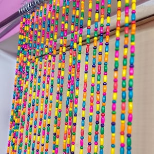Boho Wood Bead Curtain: Multicolored Tassel Doorway