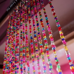 Boho Vibes Glass Beaded Curtain.  36&quot;inch&quot; curtain, Hippy Curtain for Doorways, beaded curtain Bell, 36&quot;inch (10 strings)