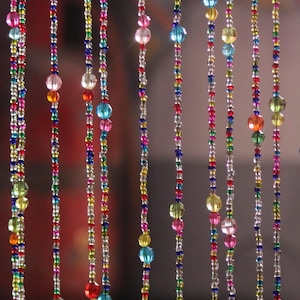 Bohemian Glass Bead Curtain: 10 Strands Rainbow Hippie Doorway Beads, 72 inch image 10