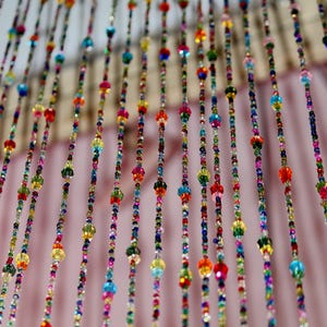 Hippie Elegance Glass Bead Curtain - 72&quot; Bell Style, 10 Strands&quot;, Hippy Curtain for Doorways, beaded curtain Bell,