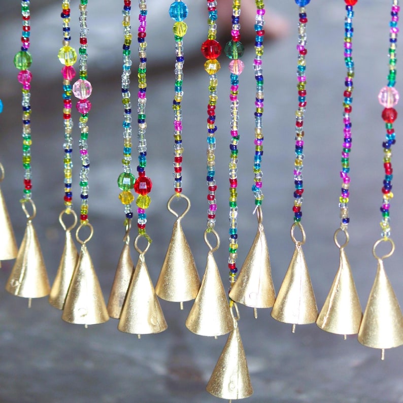 Bohemian Glass Bead Curtain: 10 Strands Rainbow Hippie Doorway Beads, 72 inch image 9