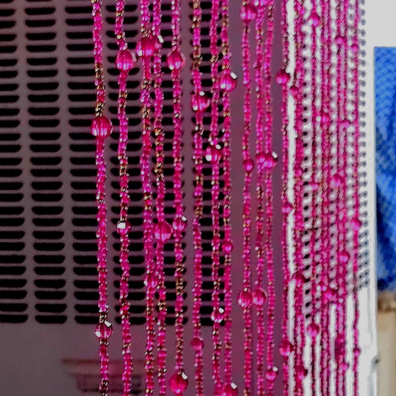 Pink Beaded Strings , Bead Curtain , Beaded Door Curtain , Glass Beads Curtain , String Door Curtain
