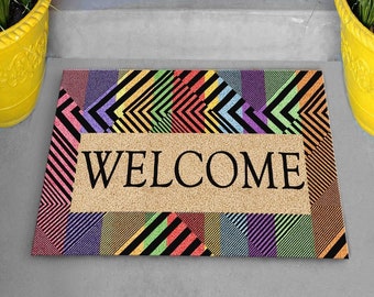 Personalized Linear Colorful Geek Illustration Art Doormat Soft Hallway Entrance Welcome Mat Prints Doormat for Bedroom Kitchen Dorm Funny Indoor Non-Slip Rug for Mom Dad Grandma Grandpa Personalized Linear Colorful Geek Illustration Art Doormat Soft Hallway Entrance Welcome Mat Prints Doormat for Bedroom Kitchen Dorm Funny Indoor Non-Slip Rug for Mom Dad Grandma Grandpa