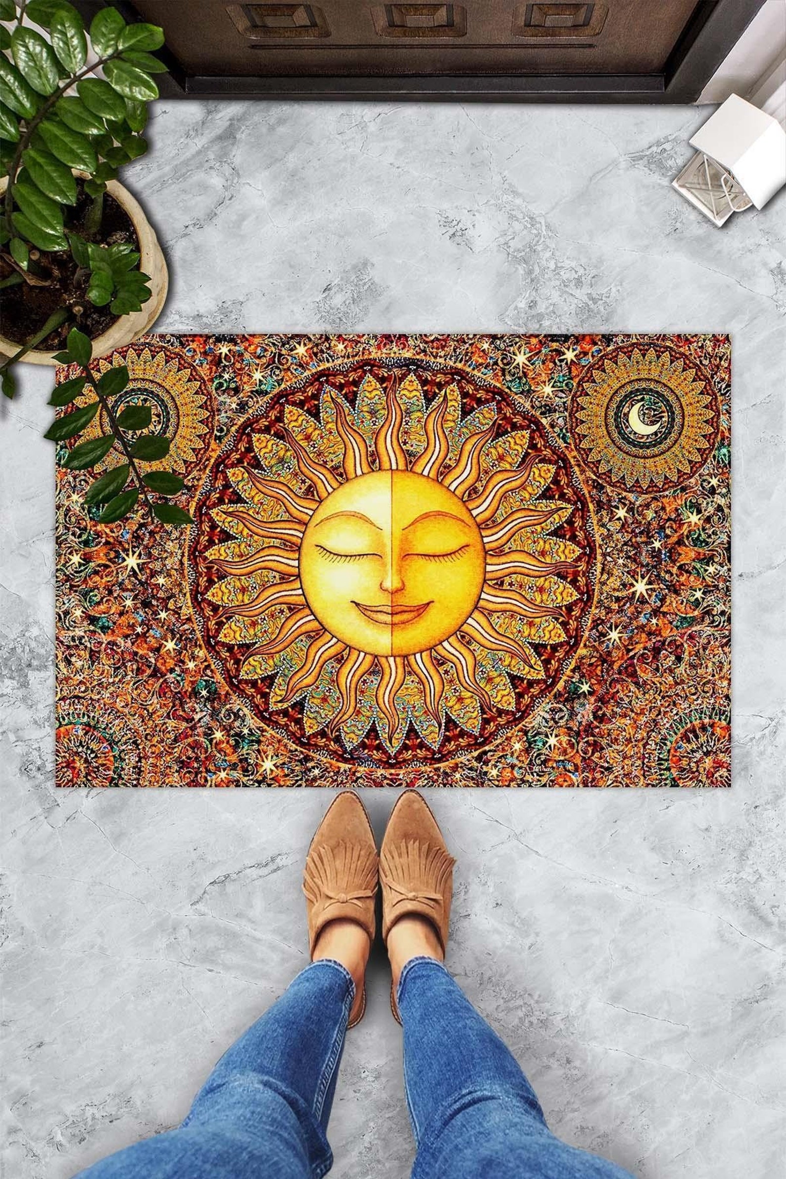 Smiling Sun Doormat Doormat New Home Gift Doormat Etsy