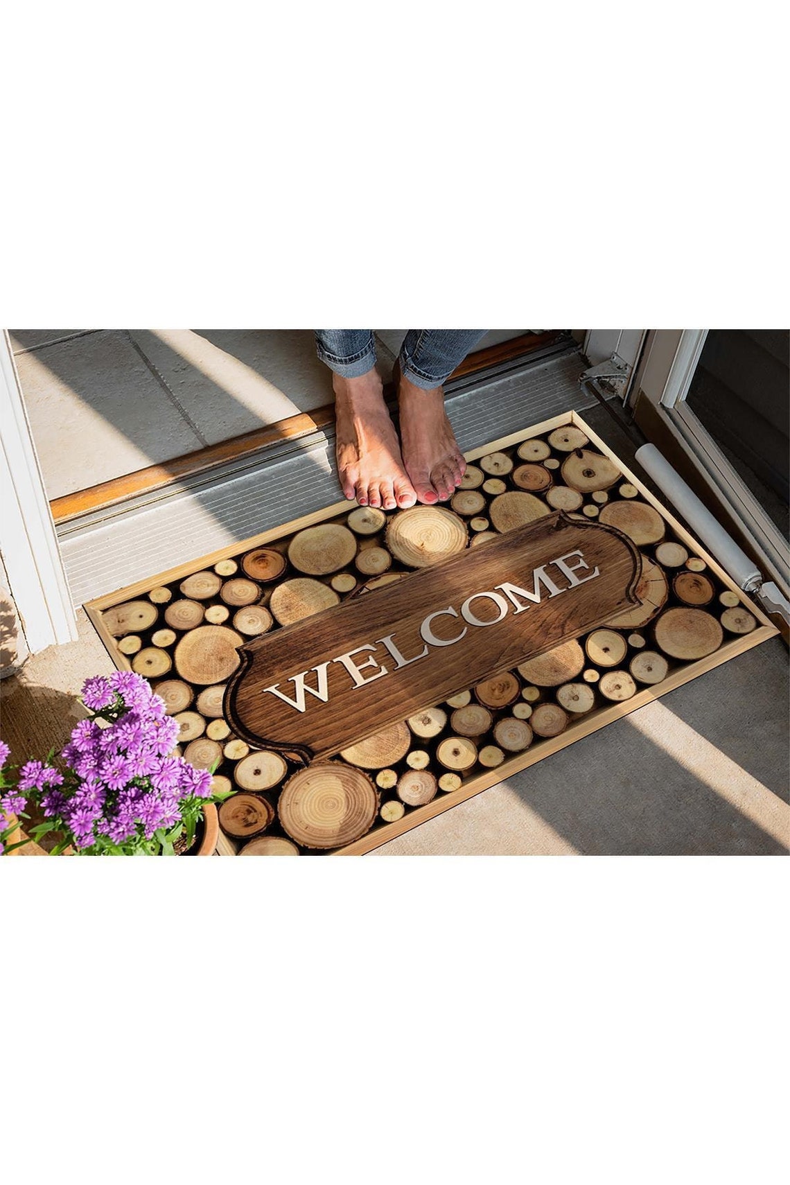Wooden Mat Rustic Wood Design Doormat Home Décor Etsy