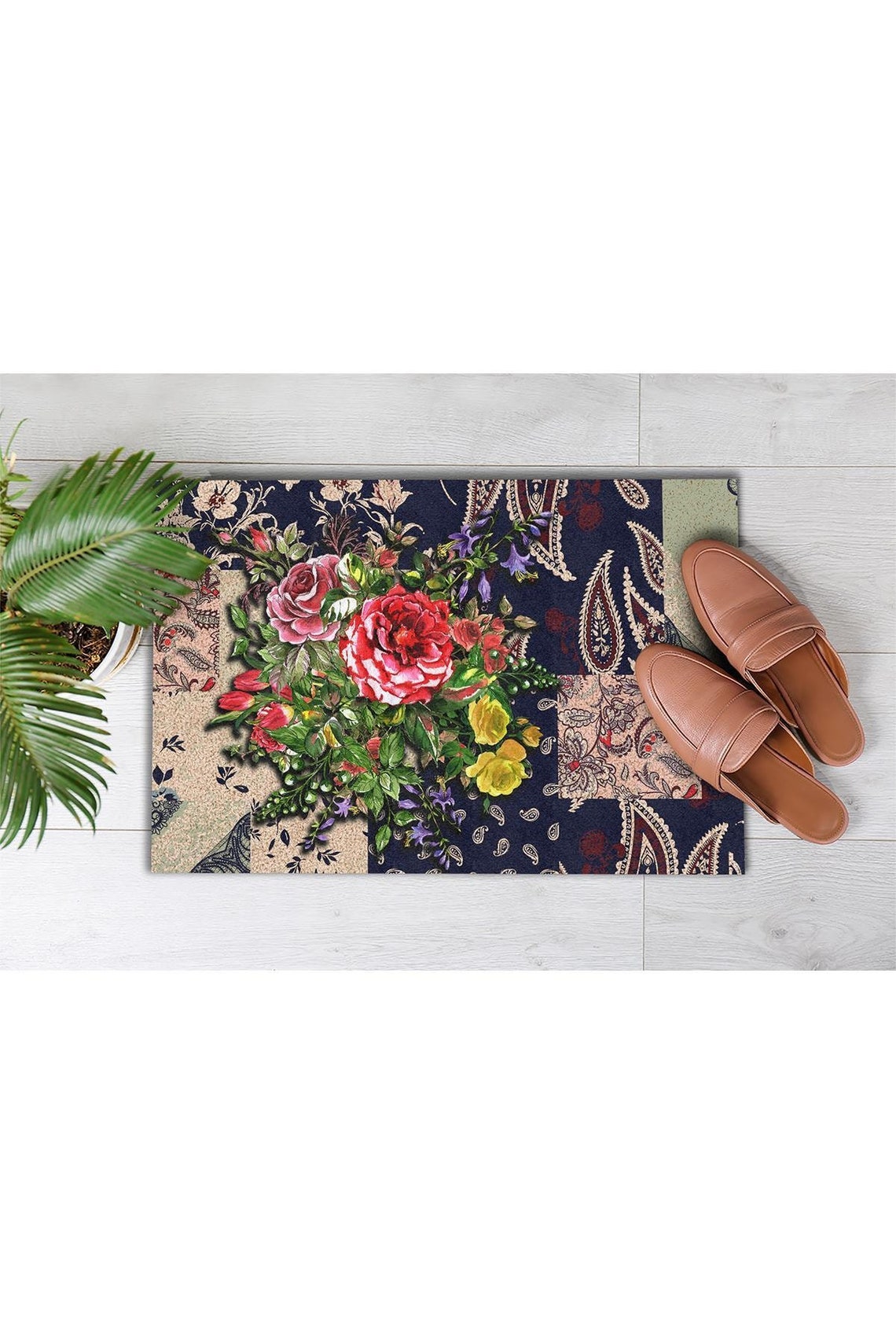 Colorful Flowers Doormat Floral Doormat Rose Flowers Etsy