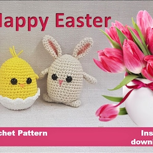 Chick and Easter bunny crochet pattern - PDF Crochet Pattern - Instant Download - Easter egg - bunny - Crochet pattern - Amigurumi