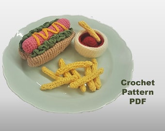 Fast food crochet pattern - hotdog crochet - play food - pdf pattern - instant download - food crochet - amigurumi