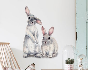 XG N//H Rabbit Wall Stickers Cartoon Animal Sticker Peel and Stick Wall Art Sticker Decals for Kids Girls Bedroom Living Room Bathroom Kitchen Classroom