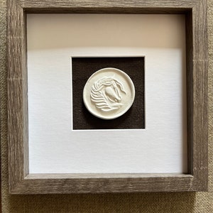 Hand Stamped Framed Equestrian Intaglio Art