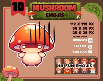 Mushroom Emotes for Twitch and Discord, Cute Cottagecore Stream (Digital Download)