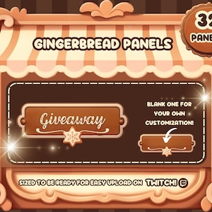 Cozy Gingerbread Twitch Panels / 32 Beautifully Made Panels with a Blank One Included for Easy Customization / Matching Warm Aesthetic Asset