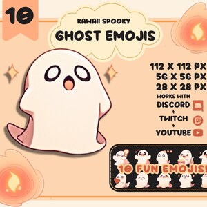 Pode incluir: Um conjunto de 10 emojis de fantasmas kawaii em várias poses. Os emojis são em estilo de desenho animado e são perfeitos para adicionar um toque assustador às suas mensagens. Os emojis estão disponíveis em três tamanhos: 112 x 112 pixels, 56 x 56 pixels e 28 x 28 pixels. Eles funcionam com Discord, Twitch e YouTube.