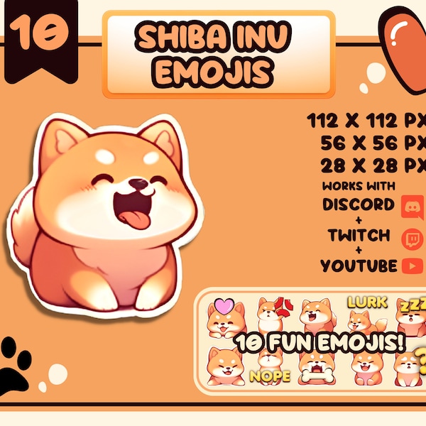 Adorable Shiba Inu Puppy Emojis / Great Emotes for Discord, Twitch and Youtube / Cute and Funny Dog Emote Set / Soft Cuddly Shiba Inu Dog