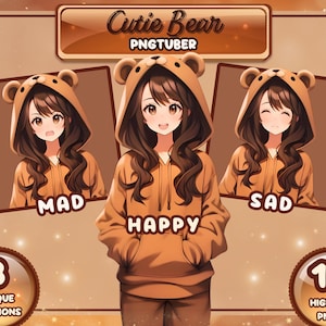 Cute Cozy PNGTuber / Vtuber - PNGTuber- Twitch Streamer / Anime Character / Coffee Bear / Veadotube / Cozy Fun Cafe / HD ~Amber Collection ~