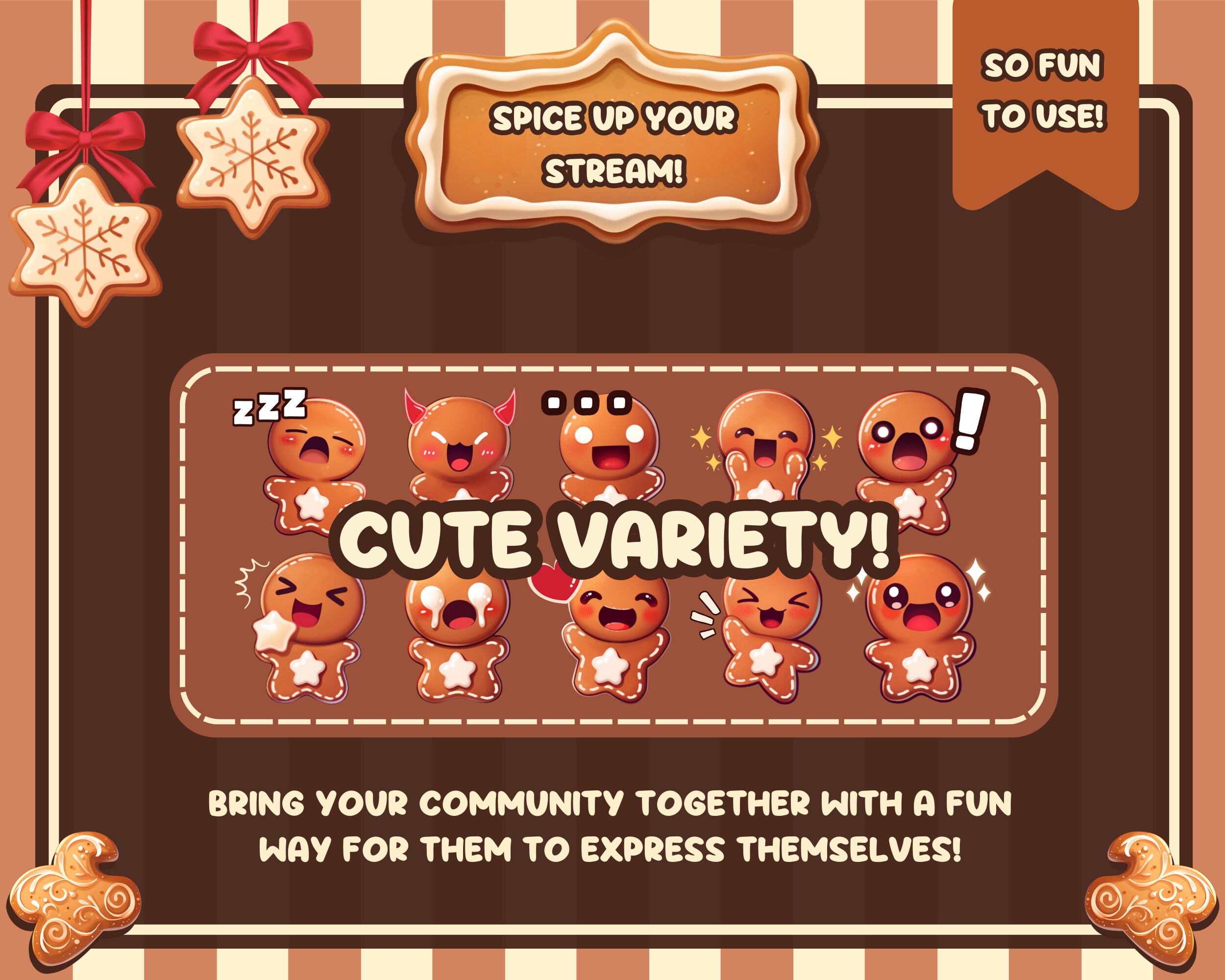 Cute Gingerbread Cookie Emojis / Great Emotes for Discord, Twitch and