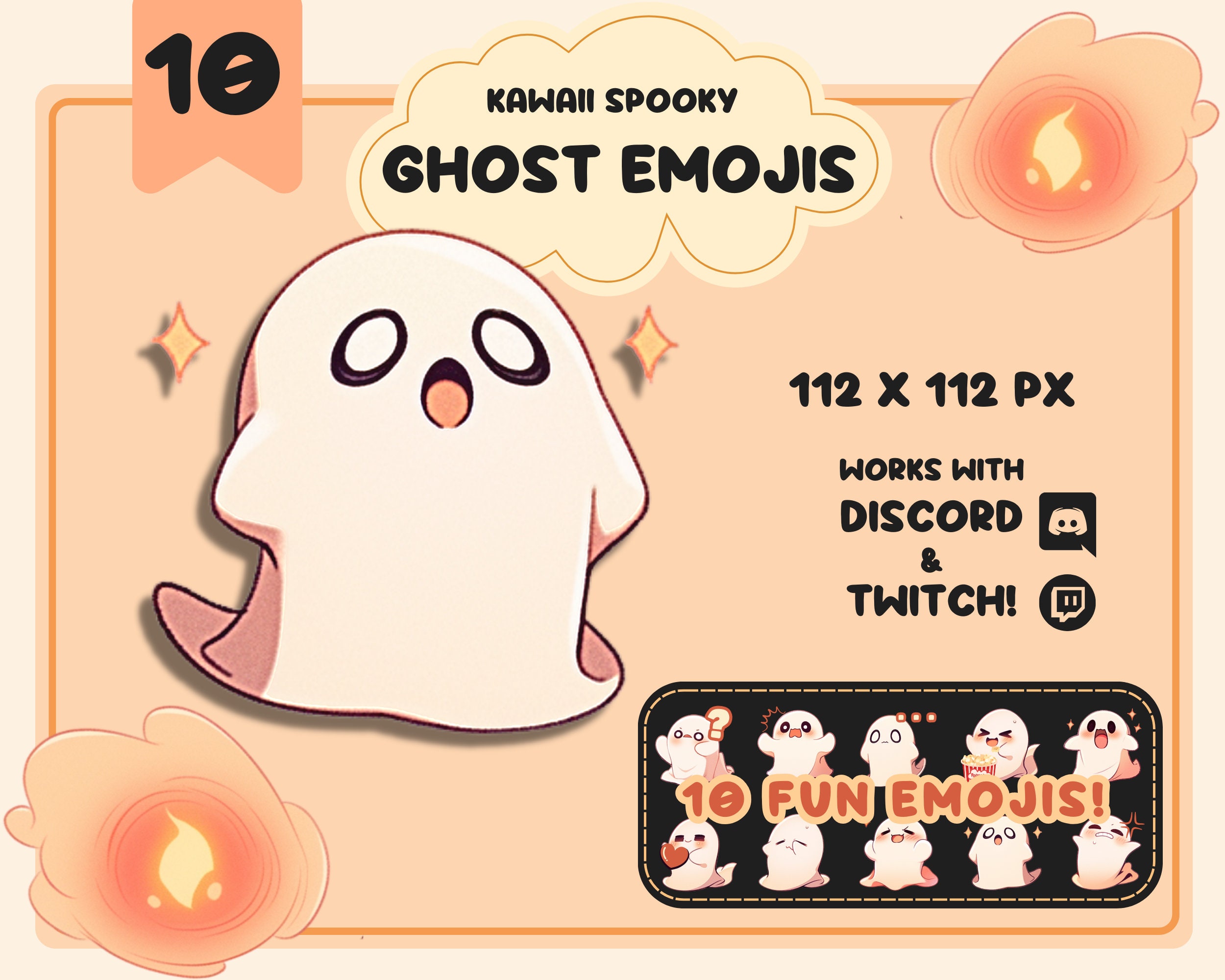 Cute Ghost Discord Role Icons 8-bit Pixel Emojis and Emotes 