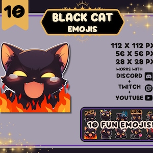 かわいい黒猫の絵文字 / ゴシックな子猫の絵文字 / Discord や Twitch に最適 / かわいい不気味な絵文字 / ストリーマーや Vtuber のコミュニティで楽しめる