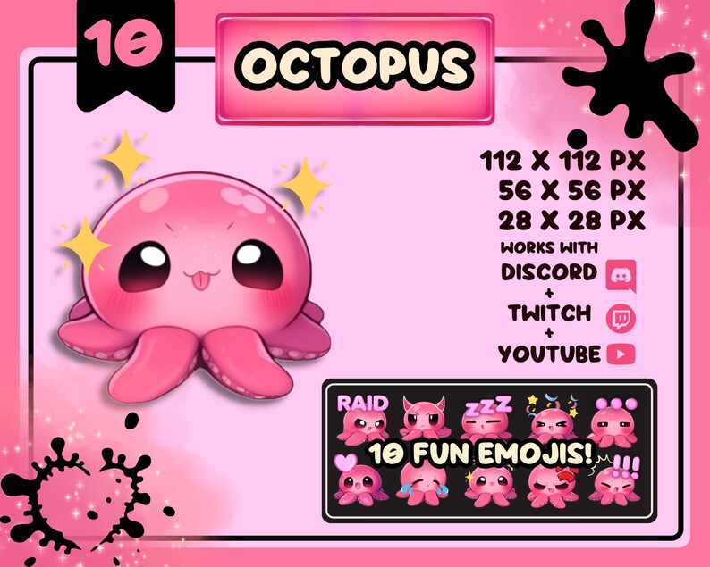 Adorable Octopus Emojis / Great Emotes for Discord, Twitch and Youtube