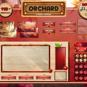 Apple Orchard Streaming Bundle / Cottagecore Aesthetic Overlay / Cute & Cozy Juicy Red Apple Themed Stream Bundle for Twitch and Vtubers