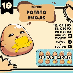 Cute Potato Emojis / Great for Discord and Twitch / Funny Exciting New Emotes / Fun Streaming Assets / Easily Entertain and Reward Your Chat