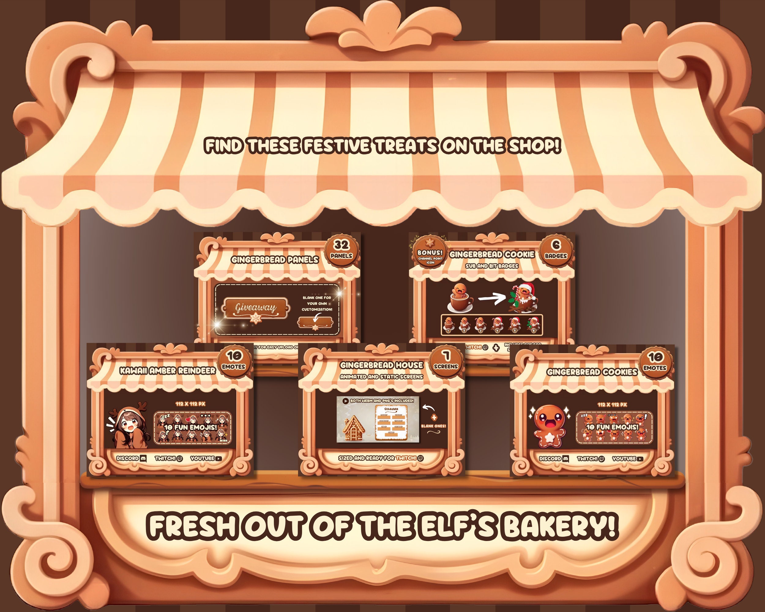 Cute Gingerbread Cookie Emojis / Great Emotes for Discord, Twitch and