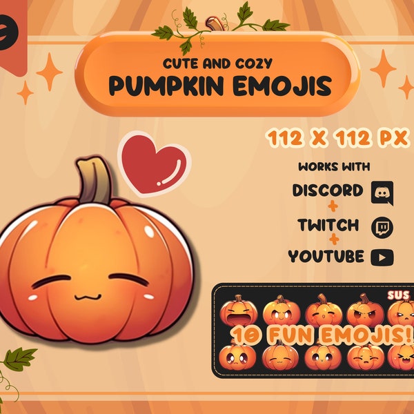 Cute Pumpkin Emojis / Great for Discord Twitch Youtube / Cozy Holiday Emotes / Fun Streaming Assets / PNGtuber, Vtubers, Fun Jack-O-Lanterns